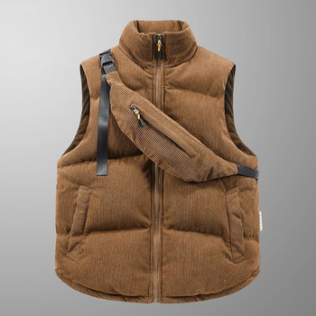 2025 new winter men's thickened corduroy vest