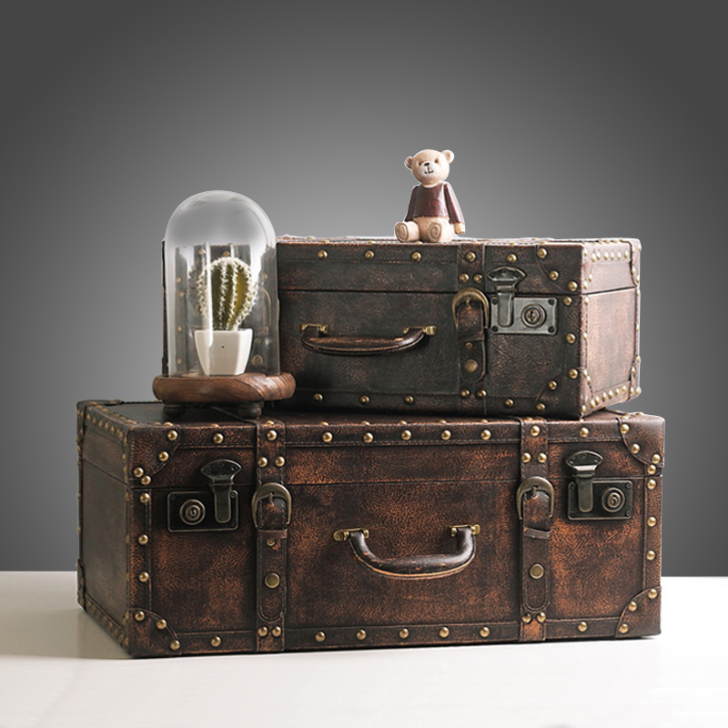 Nordic Style Retro Decoration Boxes Swing Pieces Suitcases Leather Case Decorations Clothing Shop Windows Display Props Fake Books