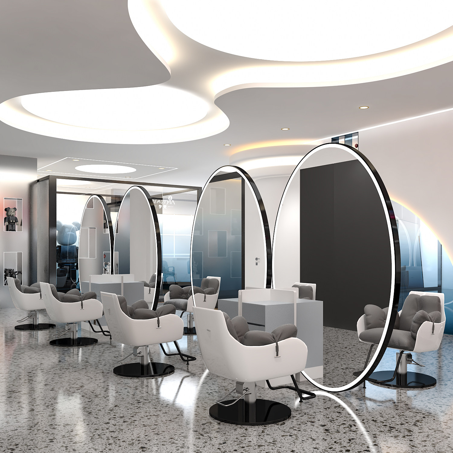 New hair salon mirror table single-sided hair straightening mirror Hair salon special lamp reliable wall floor-to-ceiling mirror Hair cutting mirror