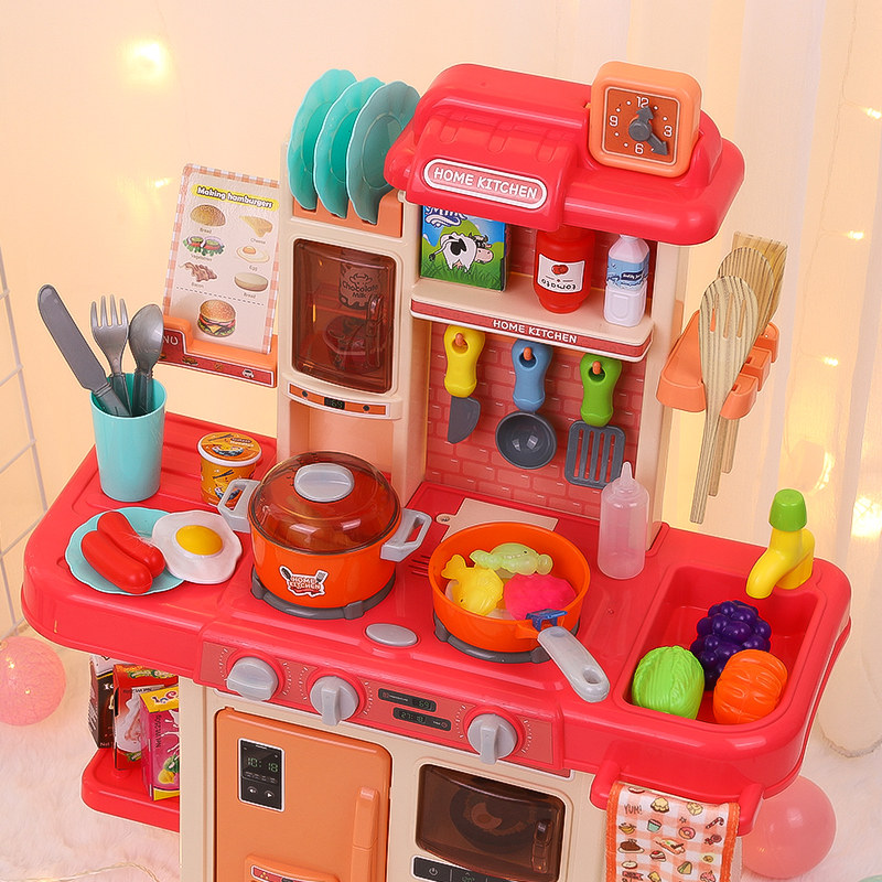 Children Dresses Dining Home Wine Kitchen Toys Big Cookware Emulation Cooking cooking Cooking suit 6-7 Female baby 5 children 3 years 8