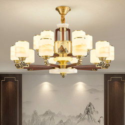 All copper new Chinese chandelier living room lamp solid wood 2025 New arrival Elegant Chinese style House Hall restaurant chandelier