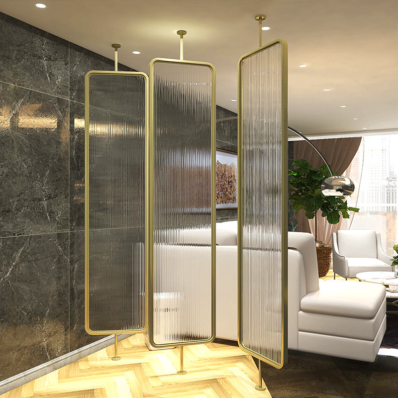 Net red light luxury screen partition living room can be rotated tempered Changhong glass partition home simple bedroom block wall