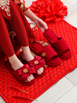 Red home slippers lovers one man and one woman bride and bride with the same marriage to marry a couple of summer wedding shoes festive