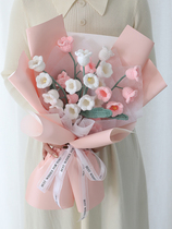 Emulated Suzuki hand-holding flower knit bouquet wool thread flower finished handmade diy material bag full set of crochet weave