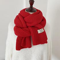 Scarf New Year's New Year Red Cute Winter Warm Korean Tide ins Women's Winter Joker Small Fashion
