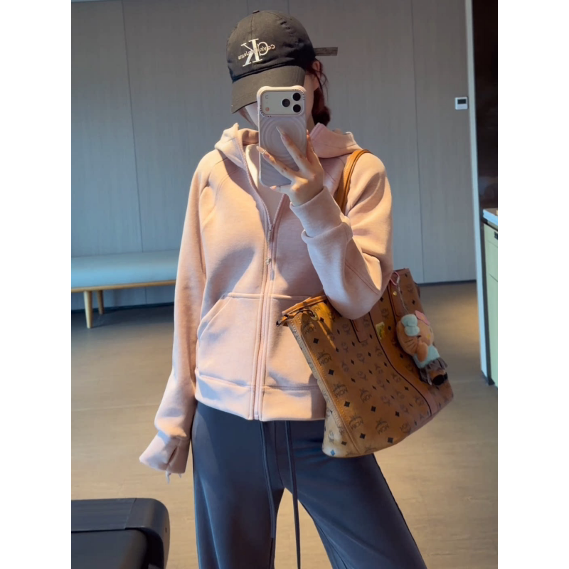 Baozi Studio Milk Cake Short Hooded Sweatshirt for Women, New Autumn and Winter Slim-Fit Versatile Jacket, Casual Zip-Up Cardigan