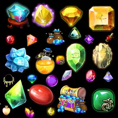 Game gem ICON Diamond colorful stone PNG material resources CG game UI design ICON ICON