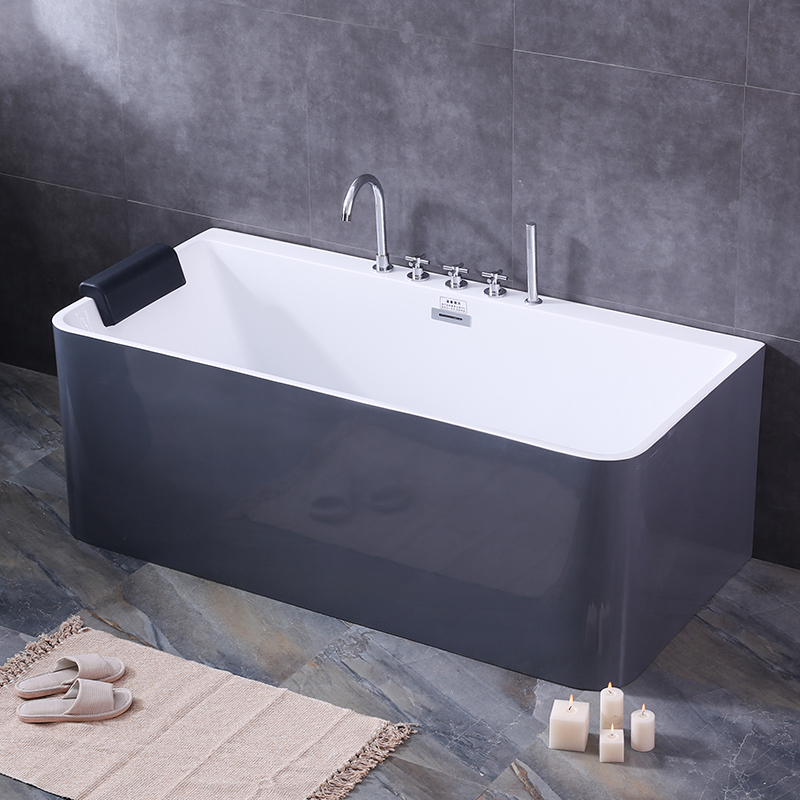 Integrated Seamless Surf Massage Constant Temperature Thin-Edge Small-Sized Home Bathtub for Small Apartments 1.1- 1.8m Acrylic Bathtub