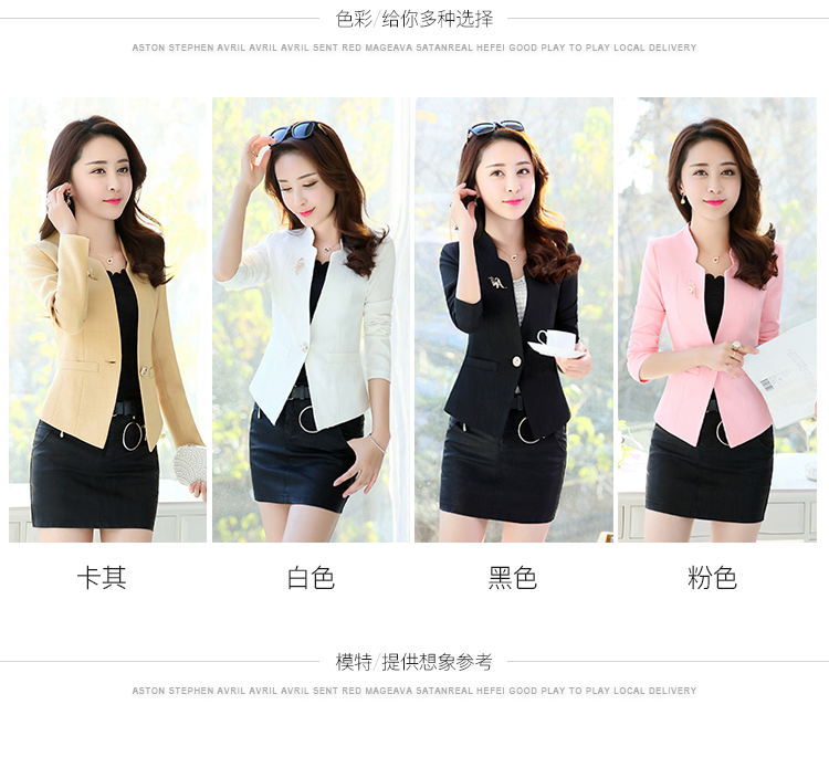 Xuân 2018 phiên bản Hàn Quốc của cổ áo một nút nhỏ phù hợp với áo dài tay thon gọn phù hợp với khí chất OL áo ngắn nữ thủy triều áo kiểu nữ