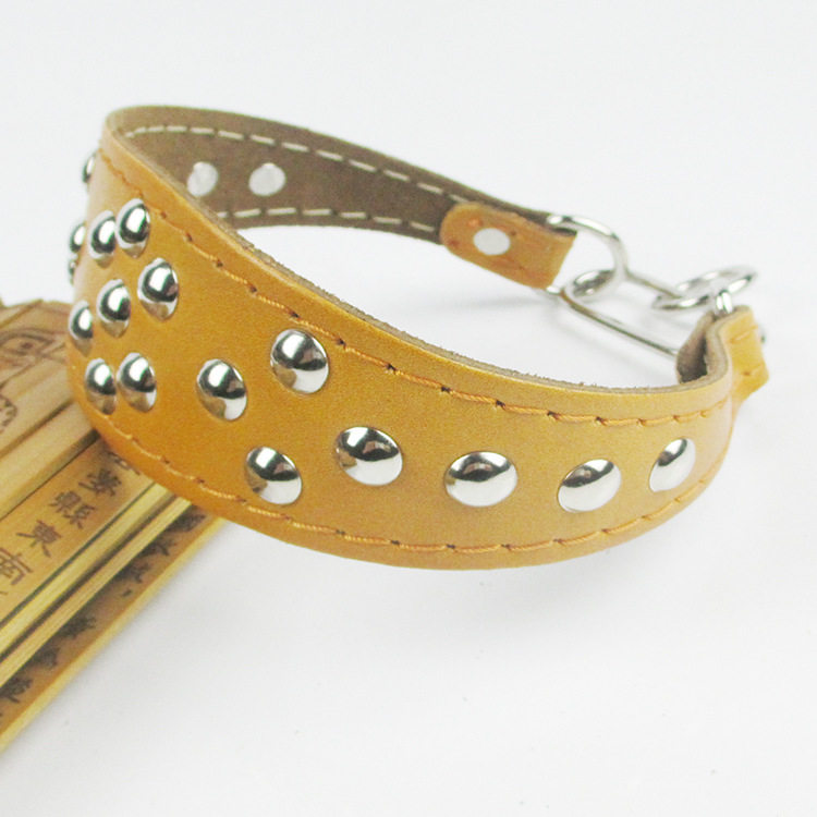 Greyhound collar tightening Gree fine dog harrier horse dog thickened plus press nails reinforced cowhide Whippet neck sleeve