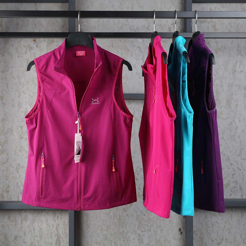 Foreign trade tail single summer new quick-drying vest women's mountaineering sports skin horse clip Korean version standing collar solid color thin shoulder