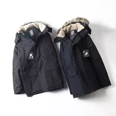 Foreign trade tail single winter men's thick mid-length warm cotton coat loose large size detachable hat multi-pocket parka