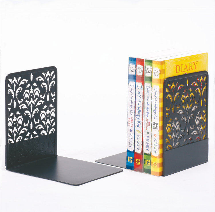 Creative fine minimalist metal iron art book stand engraving mesh book leaning on student Easy bookcase stopper Book holder 2021