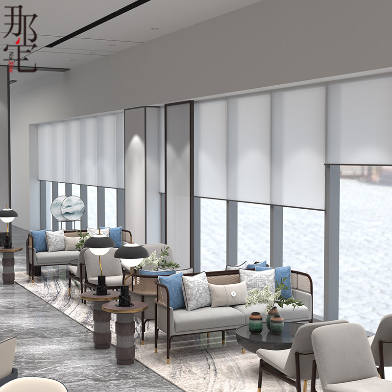 New Chinese style solid wood sofa living room combination Zen fabric log classical model room hotel furniture customization