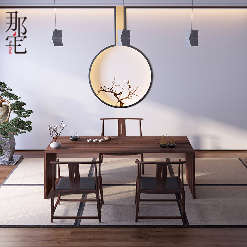 New Chinese solid wood tea table Zen simple tea table table and chair combination Kung Fu tea table tea art tea table log style