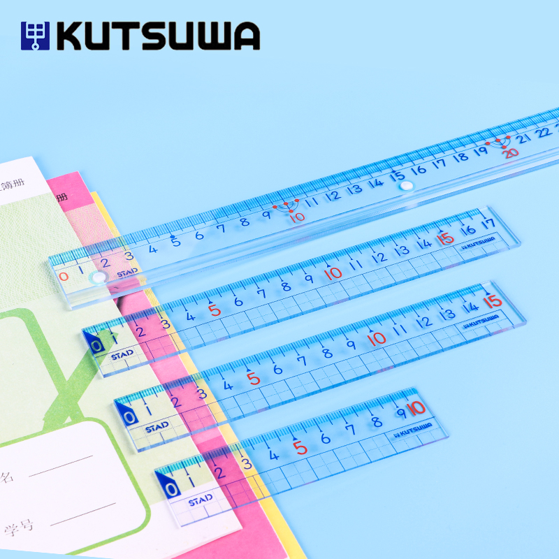 Japan imports kutsuwa can be used as king STAD transparent plastic primary and middle school ruler simple and practical box ruler 10 15 17 17 30 cm office study supplies 