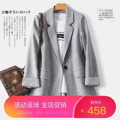 Gray blazer women spring and autumn 2021 new high-end fashion commuter Joker temperament casual suit top