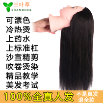 Hairdressing head model full real hair model head barber shop apprentice practice hair cutting special doll head dummy head can be dyed