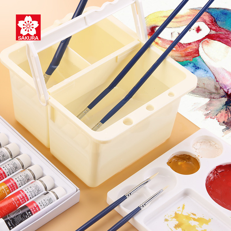 日本樱花画笔洗笔桶三合一!美术生必备神器,调色刷笔一桶搞定!-水粉颜料-淘宝好物网