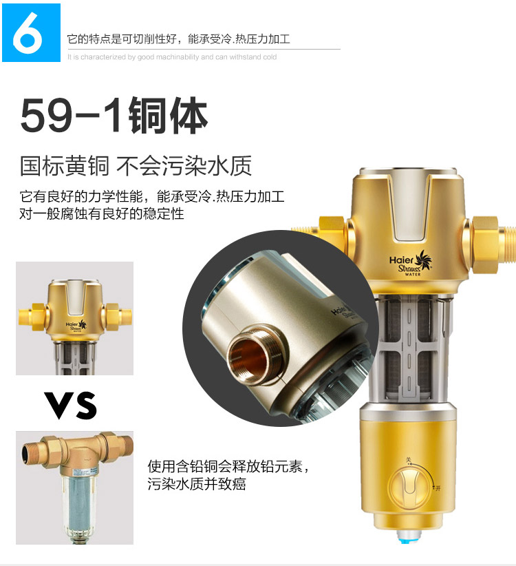 新家必备 海尔 反冲洗前置过滤器 3吨大流量 316不锈钢滤芯永不换 图10