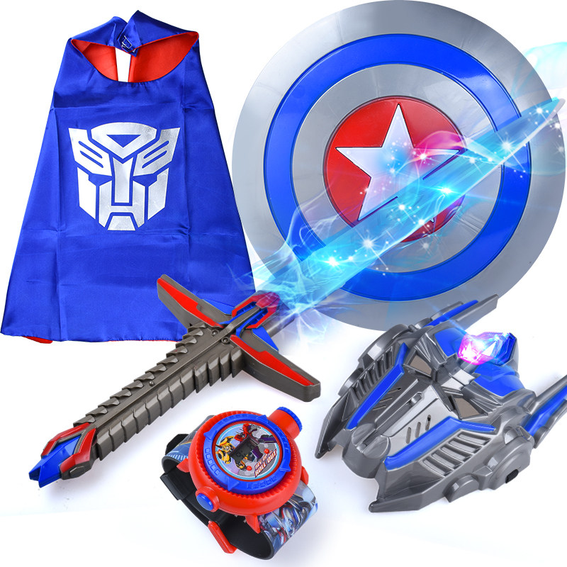 Deformation Beauty Team King Kong Children Toys Boy Shine Sword Emulators emulators Sword Arms Cos Performance Full Suit