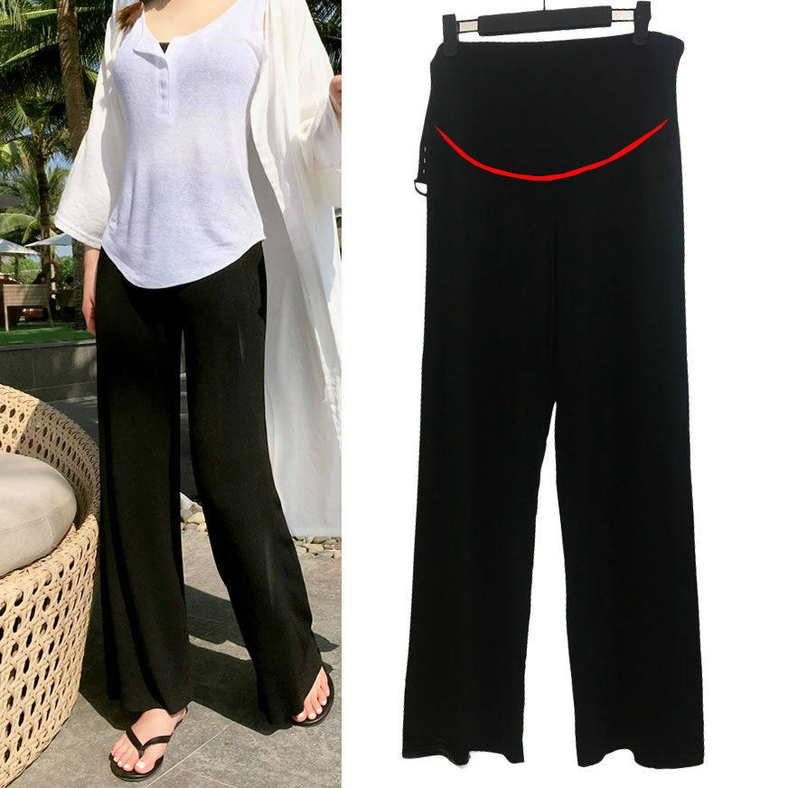 Black pregnant woman wide-legged pants spring summer thinnest 2020 new summer loose Modale inner lap pants casual sports pants