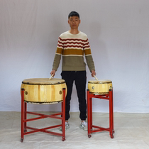 Yellow cowhide big drum white stubble hall drum adult gong and drum rhythm flat drum Taoist tambourine temple small drum Chun wood cowhide drum