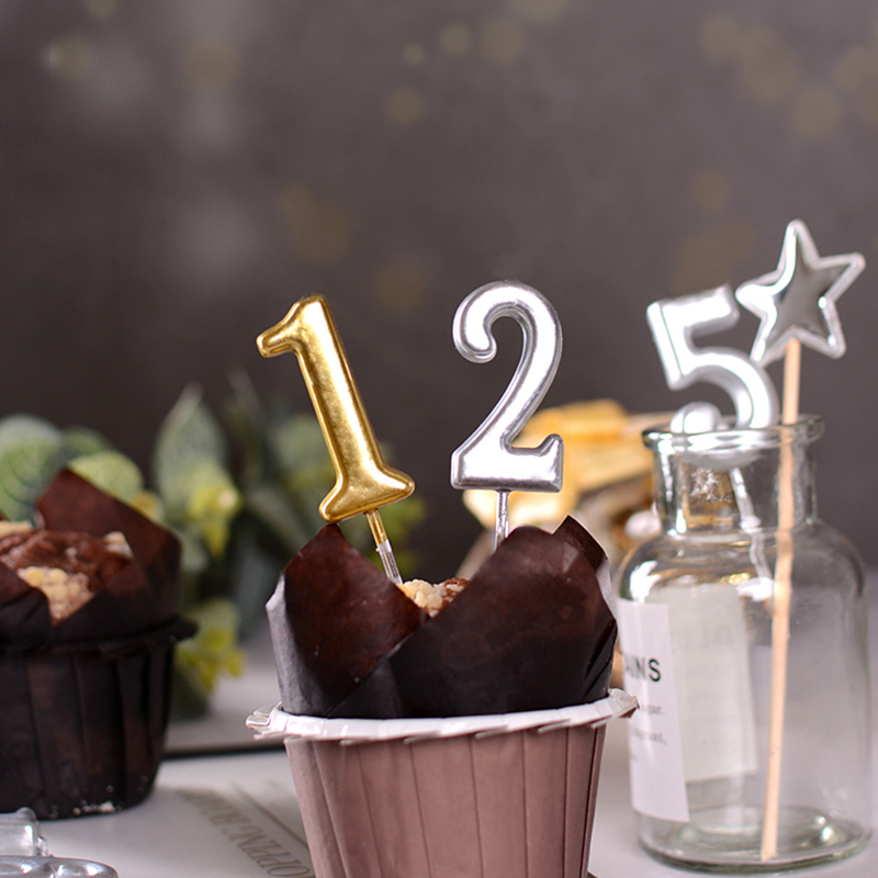 Net Red Gold Silver Color Birthday Cake Digital Candle Party Toast Birthday Wedding Birthday adult party Supplies