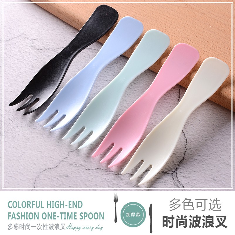Birthday Cake Cutlery Disposable Wave Fork Fruit Cake Fork Western Meal Snack Fork Creative Wave Tritooth Fork