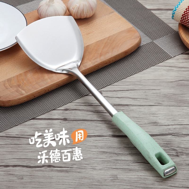 Wheat element stainless steel spatula set thickened long handle stir-fry shovel Kitchenware cookware flat shovel leak shovel Colander spoon spoon