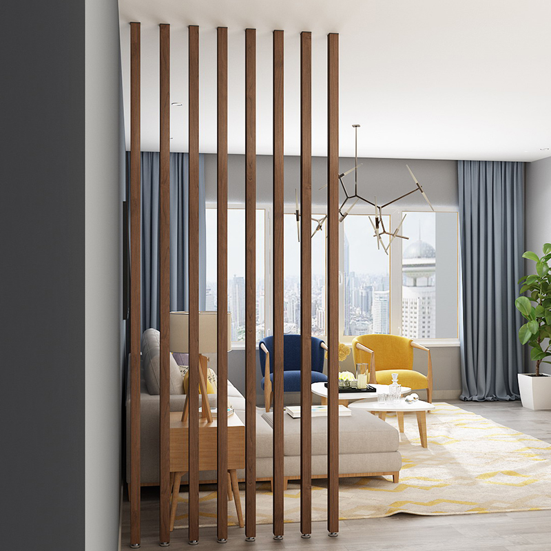 Solid wood screen partition Customized log strip Living room Xuanguan free of punch and decoration office upright post New Chinese grille