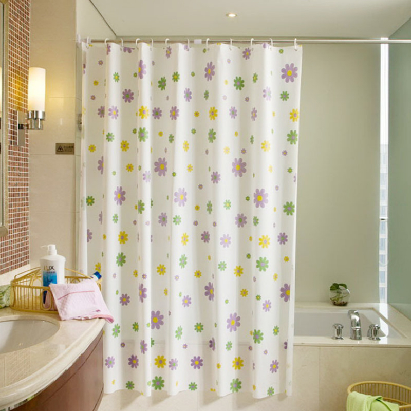 Shower curtain Waterproof thickened mildew proof suit Opaque hole-free bath Telescopic water bar Powder room Bathroom European style
