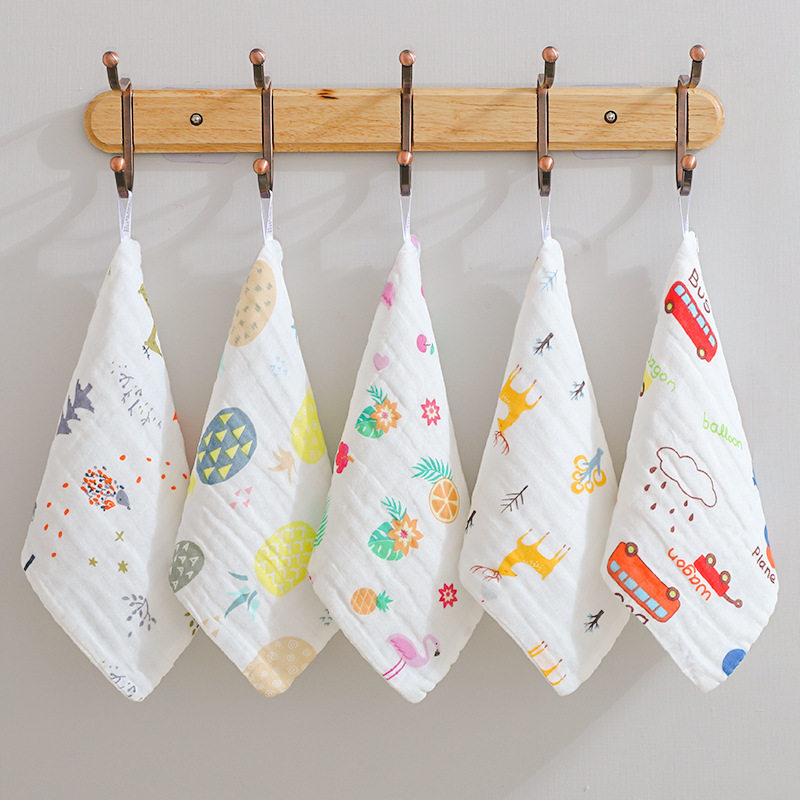 6層構造の高密度純綿ベビーガーゼ、柔らかく吸水性に優れたウォッシュクロス、子供用ベビースクエアタオル、よだれ拭きタオル、ハンカチ