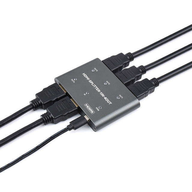 Weixue 4-Way HDMI Splitter 4K High-Definition Converter One-In-Four-Out Screen Splitter for Sharing Display Content