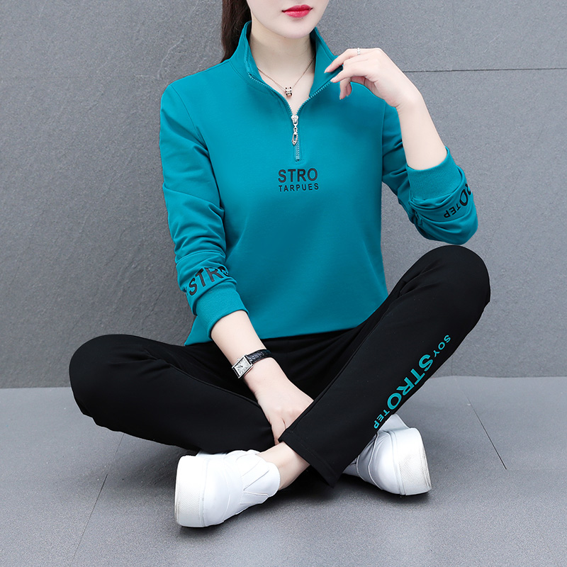 Sports suit Women 2022 Spring new thick cotton T big size Mom Fashion casual running suit Two sets of spring and autumn