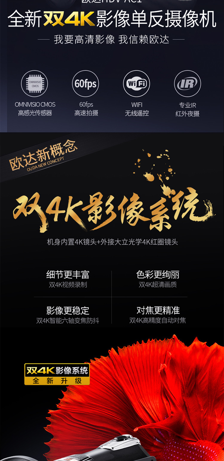 Ordro\/欧达 AC1摄像机高清专业4k数码DV户外