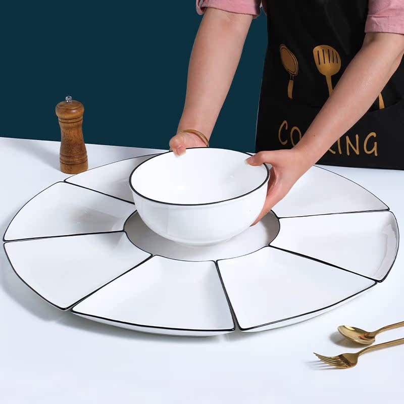 Internet-Famous Creative Ceramic Platter, Thickened Household Chinese-Style Combination Large Platter, Reunion Dinner Plate, Tableware Set