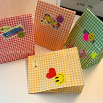 Korean ins Wind loveisgiving color plaid paper bag gift packaging sundries candy paper bag