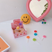 Korean ins loveisgiving Hyun Ya wind colorful small flowers cute girl retro cake birthday candle