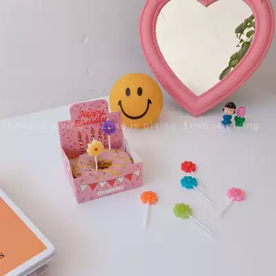Korea ins loveisgiving Hyuna style colorful small flowers Cute girl retro cake birthday candle