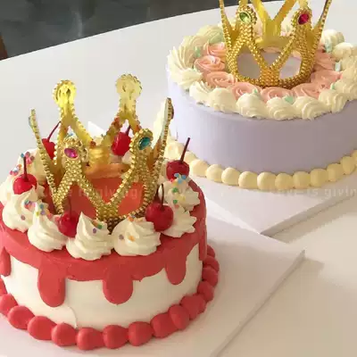 Korean ins style retro crown jewel Birthday cake decoration plug-in prom party prince princess headdress