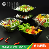 Fresh fruit box disposable with lid fresh cut fruit box pet bowl shaped high-to-wall salad sealed plastic box