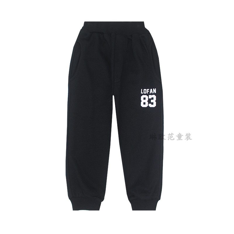 sweatpants Qingcang Xuân Thu trai bông 2-9 vừa và trẻ em lớn thể thao quần 3 bé mùa xuân và mùa thu quần.