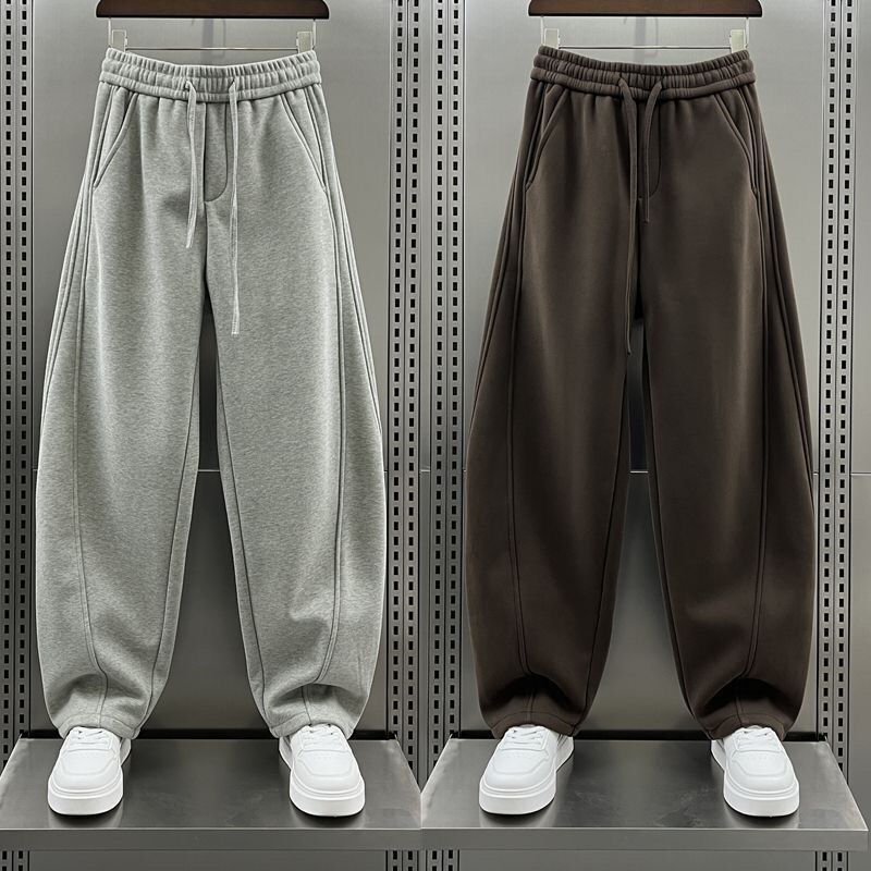 Solid Color Versatile Fleece-Lined 2026 Men's Sweatpants Autumn and Winter New Loose Casual Pants Straight-Leg Trendy Simple
