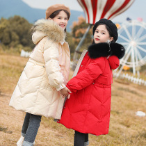 next inss Girls down jacket medium and long 2020 new childrens winter coat white duck down thickened jacket