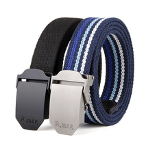 Mens canvas belt automatic buckle belt simple Korean version of personality hipster young students summer woven belt belt