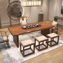 Solid Wood tea table and chair combination simple office tea table kung fu tea table new Chinese Zen household log tea table