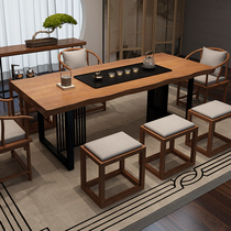 New Chinese style solid wood tea table and chair combination Zen kung fu tea table tea table log tea table business office tea table