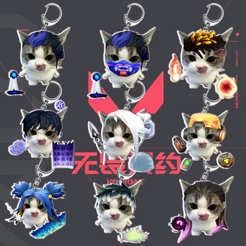 Valorant Fearless Contract New Acrylic Creative Cute Tongue-Out Cat Keychain Backpack Pendant Valorant Fearless Contract New Acrylic Creative Cute Tongue-Out Cat Keychain Backpack Pendant