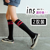 Stockings womens spring and autumn thin section mid-tube high-tube knee-length over-the-knee socks jk black stovepipe ins trend calf socks